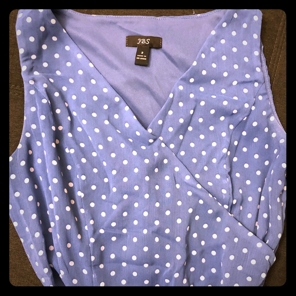 JBS White Polka Dot Blue Dress